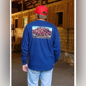 Old south crawfish long sleeve t-shirt navy uni-sex new with tags